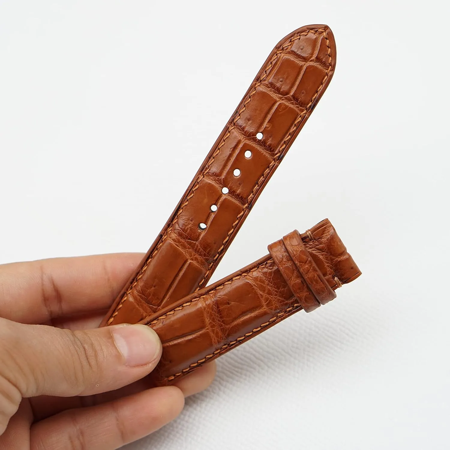 watch band measure proliferate appeal empower (24mm, Steel Tang Buckle) Golden Brown Alligator watch strap, Premium Quality Alligator leather 