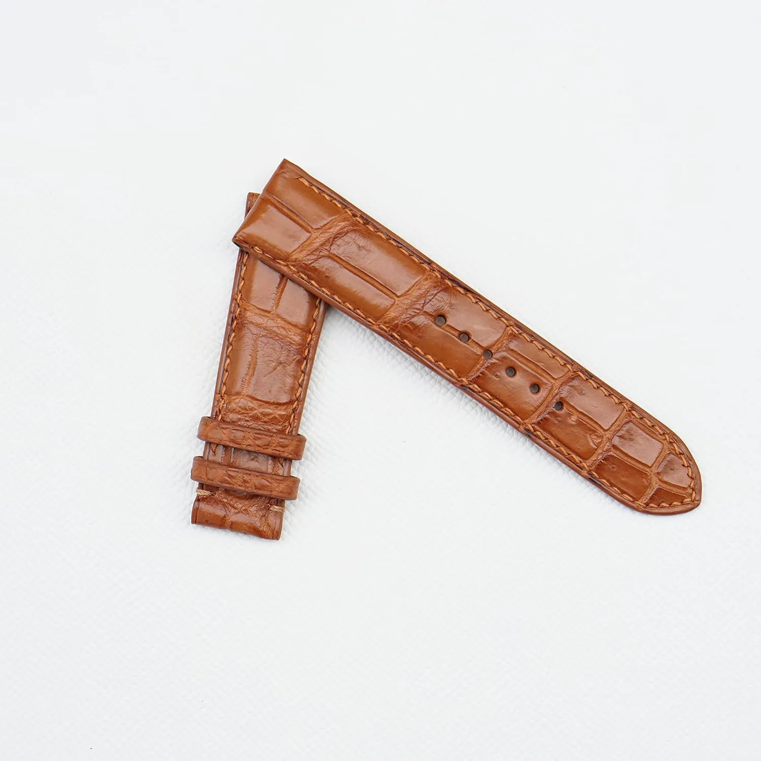 watch band measure proliferate appeal empower (24mm, Steel Tang Buckle) Golden Brown Alligator watch strap, Premium Quality Alligator leather 