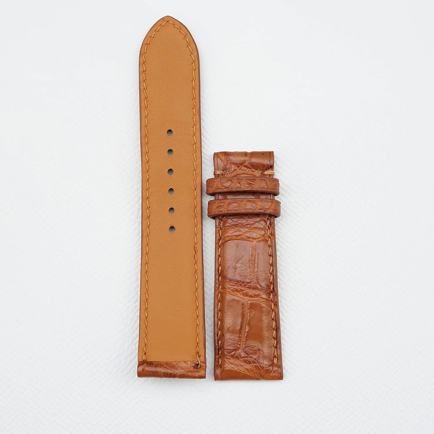 watch band measure proliferate appeal empower (24mm, Steel Tang Buckle) Golden Brown Alligator watch strap, Premium Quality Alligator leather 