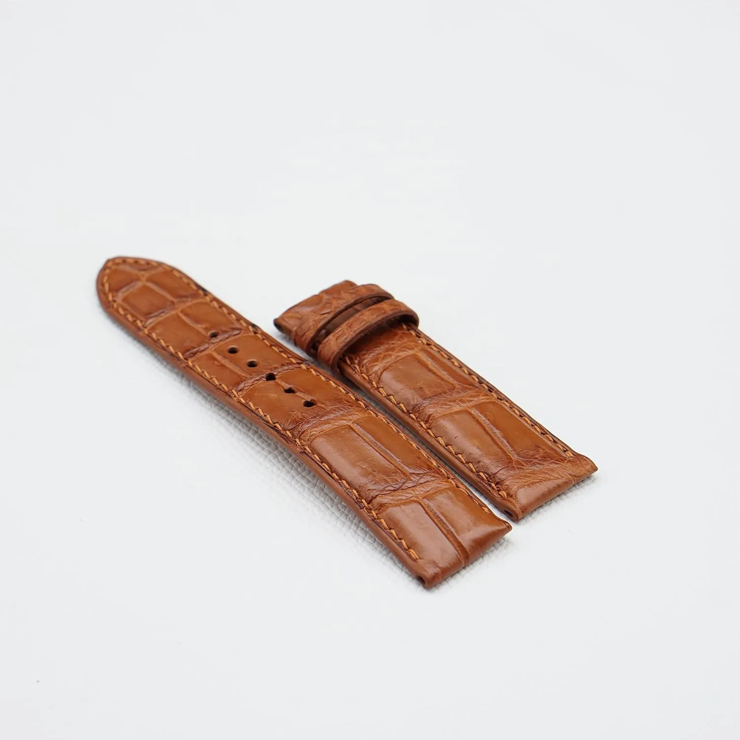 watch band measure proliferate appeal empower (24mm, Steel Tang Buckle) Golden Brown Alligator watch strap, Premium Quality Alligator leather 