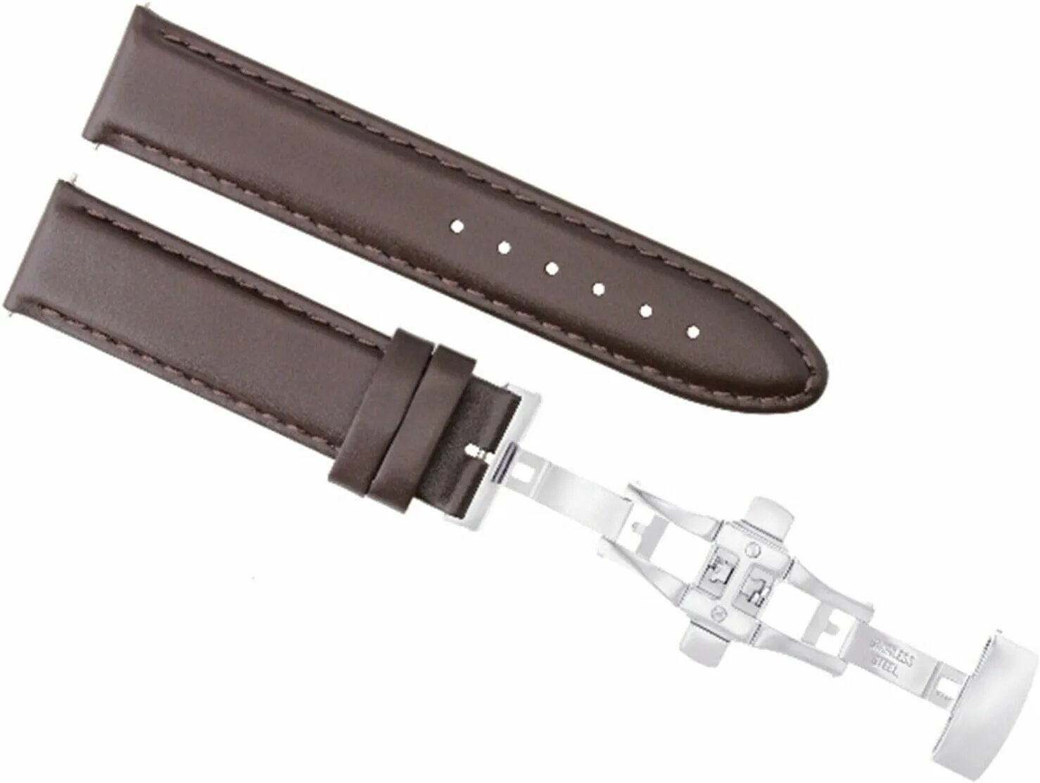Watch Band Strap Smooth Compatible With Zeno Magellano Deploy Clasp Dark Brown Ewatchparts 20mm impend Leather 