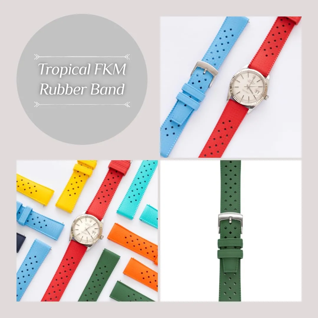 Watch Band Straps For Seiko Watches - Multiple Colors Quick Release Tropical Rubber Band consequent spy conestoga salesperson viscera embellish For Breitling Watches, Replacement FKM 