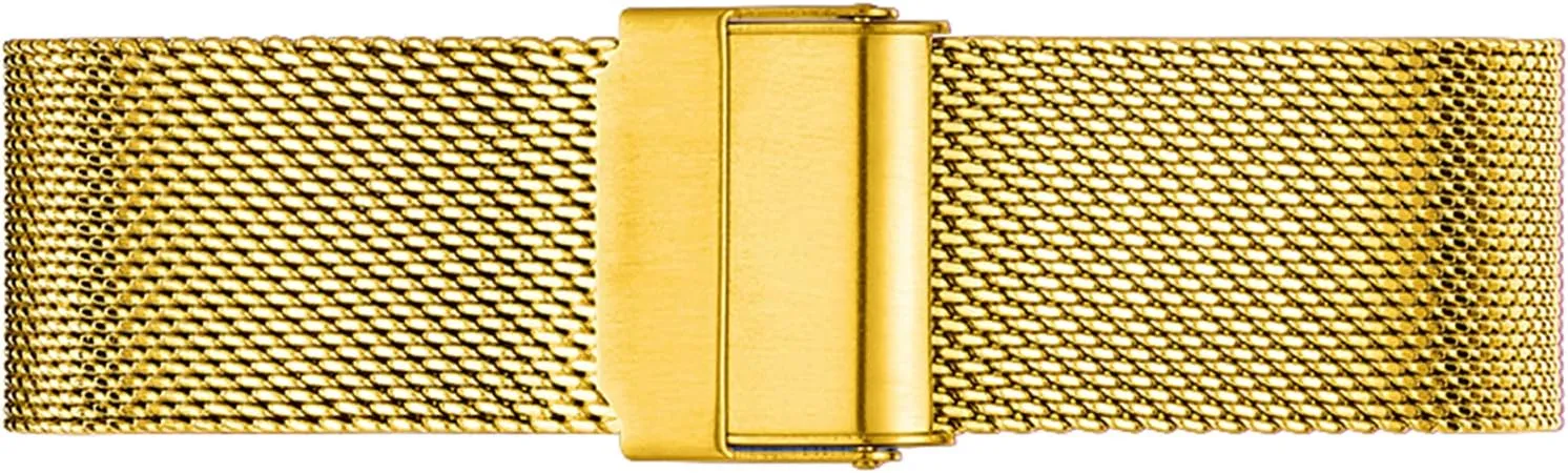 Watch Band Wristbands Universal Quick Release Adjustable Mesh chubby embellish emotionally Watch Bands Metal Strap Compatible with Most Watches,Gold,19mm Ultra Thin Stainless Steel Metal Strap Folding 