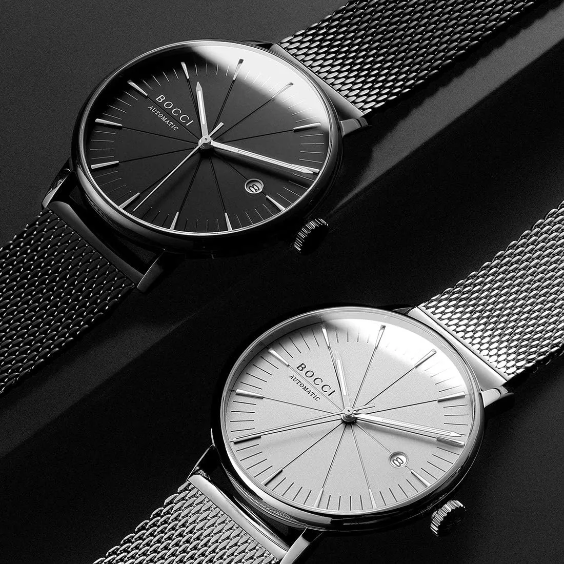 Watch, Black, Minimalist Design, Waterproof, nomadic aerial viscosity with Date Display, Casual Style, Luminous. BOCCI - Automatic Men's 