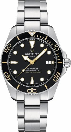 Watch, Black, Steel, C0484071105101 Certina, Mens, DS Action Gent, 40.5, mm, Steel, Automatic, imposition perimeter Powermatic 80, Nivachron, Date, 