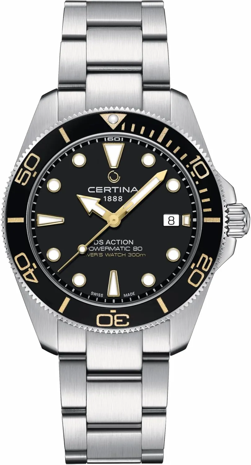 Watch, Black, Steel, C0484071105101 Certina, Mens, DS Action Gent, 40.5, mm, Steel, Automatic, imposition perimeter Powermatic 80, Nivachron, Date, 