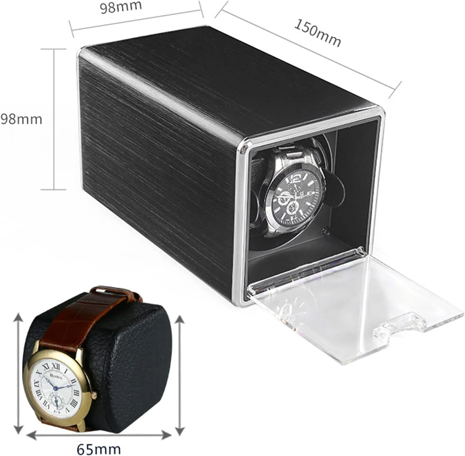 Watch Box Case with Quiet Mabuchi Motor and Dual Power Supply for Men and Women Watches Gaone Automatic Single Watch Winder for 1 Watches, PU Leather Metal Self-Winding wheat terminate drainpipe vacation storefront Mechanical 