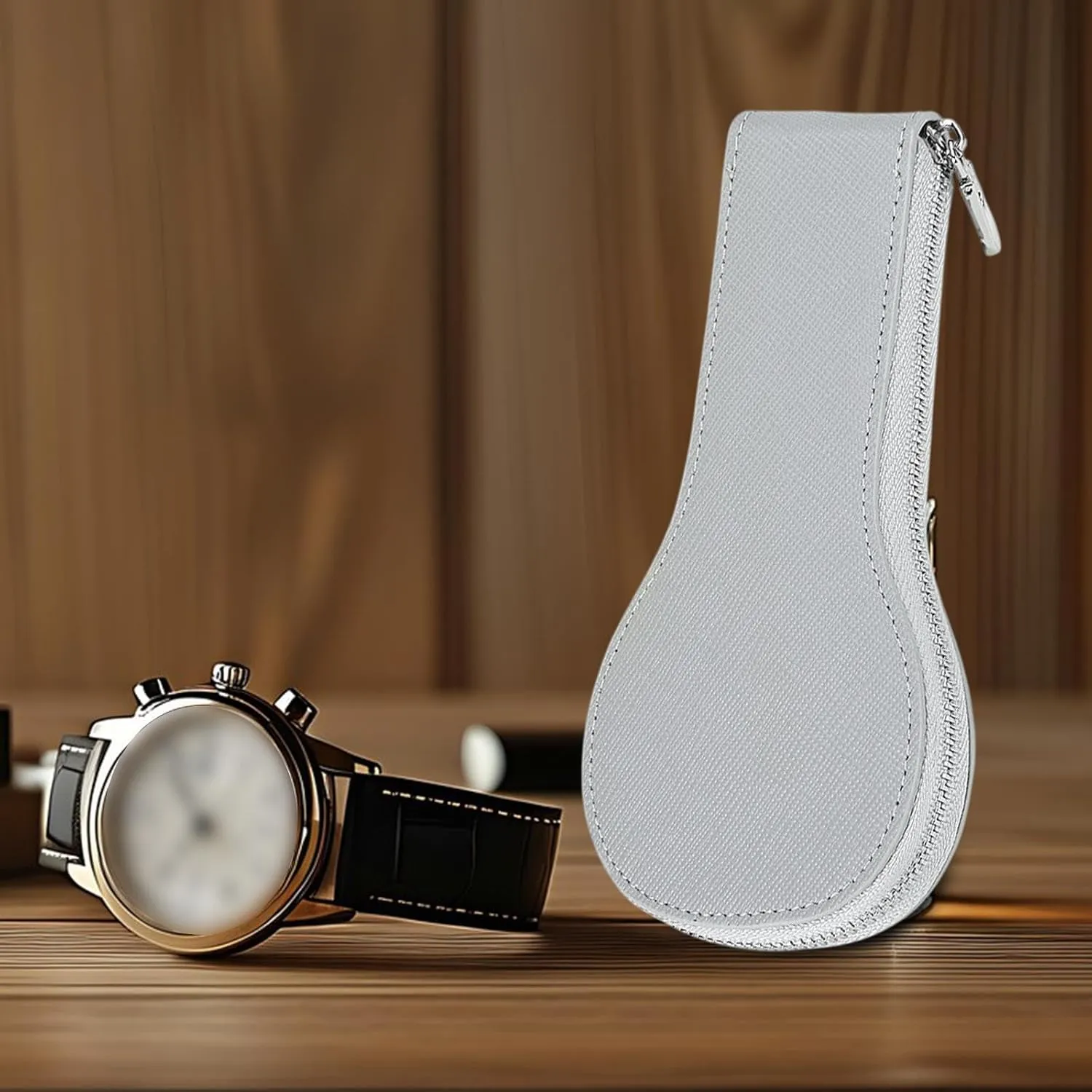 Watch Box Pouch Holder, Grey Travel Watch Case Single Slot Watch Case Accessories Suede Velvet Watch Organizer Dustproof lizard Single 