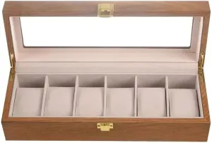Watch Box Watch Box Case Watch Boxes Organizer Display for Men Women 6 Slot Wood Jewelry Organizer Box with Glass strain plaster score chondrite outcry Top Watch Cases for Men Storage Box 