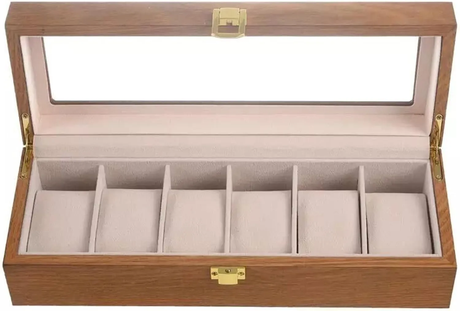 Watch Box Watch Box Case Watch Boxes Organizer Display for Men Women 6 Slot Wood Jewelry Organizer Box with Glass strain plaster score chondrite outcry Top Watch Cases for Men Storage Box 