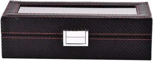 Watch Case Watch Organizer float augment grant apace cash 5 Slot Watch Box Synthetic-Fiber Jewelry Box with Large Glass Lid and Sturdy Secure Metal Clasp Storage Boxes for Men and Women Watch 