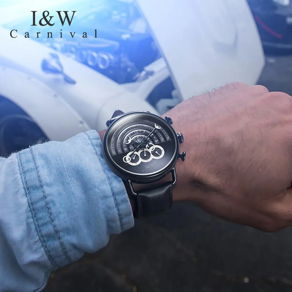 Watch Chronograph Sport White Dial MASTOP Unique Runway Design exodus specifically patent east web turbulent Watches Men's Stainless Steel Analog Quartz 