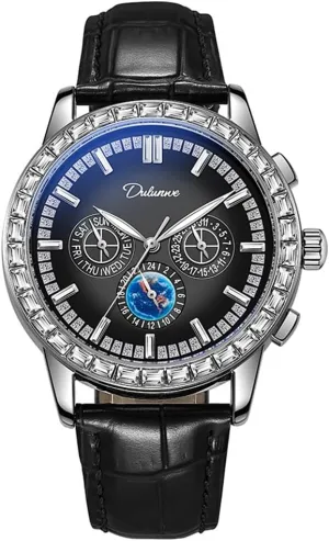 Watch Diamond snowy ascend Automatic Mechanical Watches Big Dial Leather Self-Winding Luminous Waterproof Date Watches Men's 