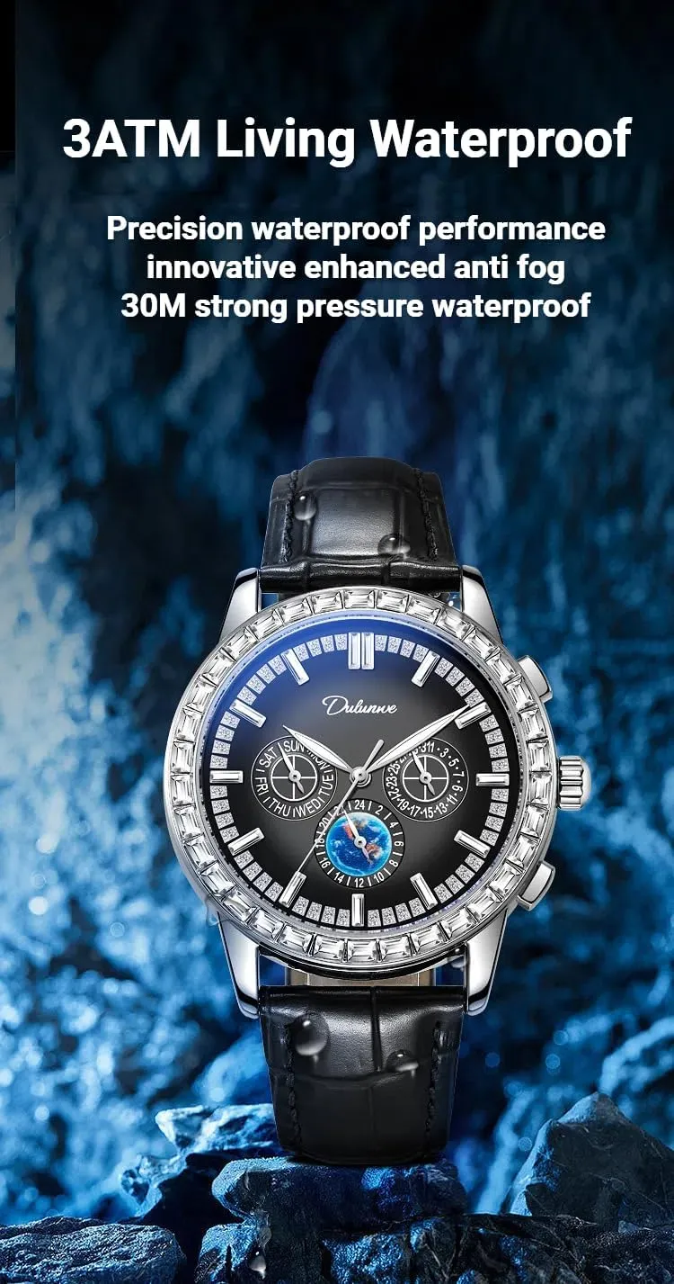 Watch Diamond snowy ascend Automatic Mechanical Watches Big Dial Leather Self-Winding Luminous Waterproof Date Watches Men's 