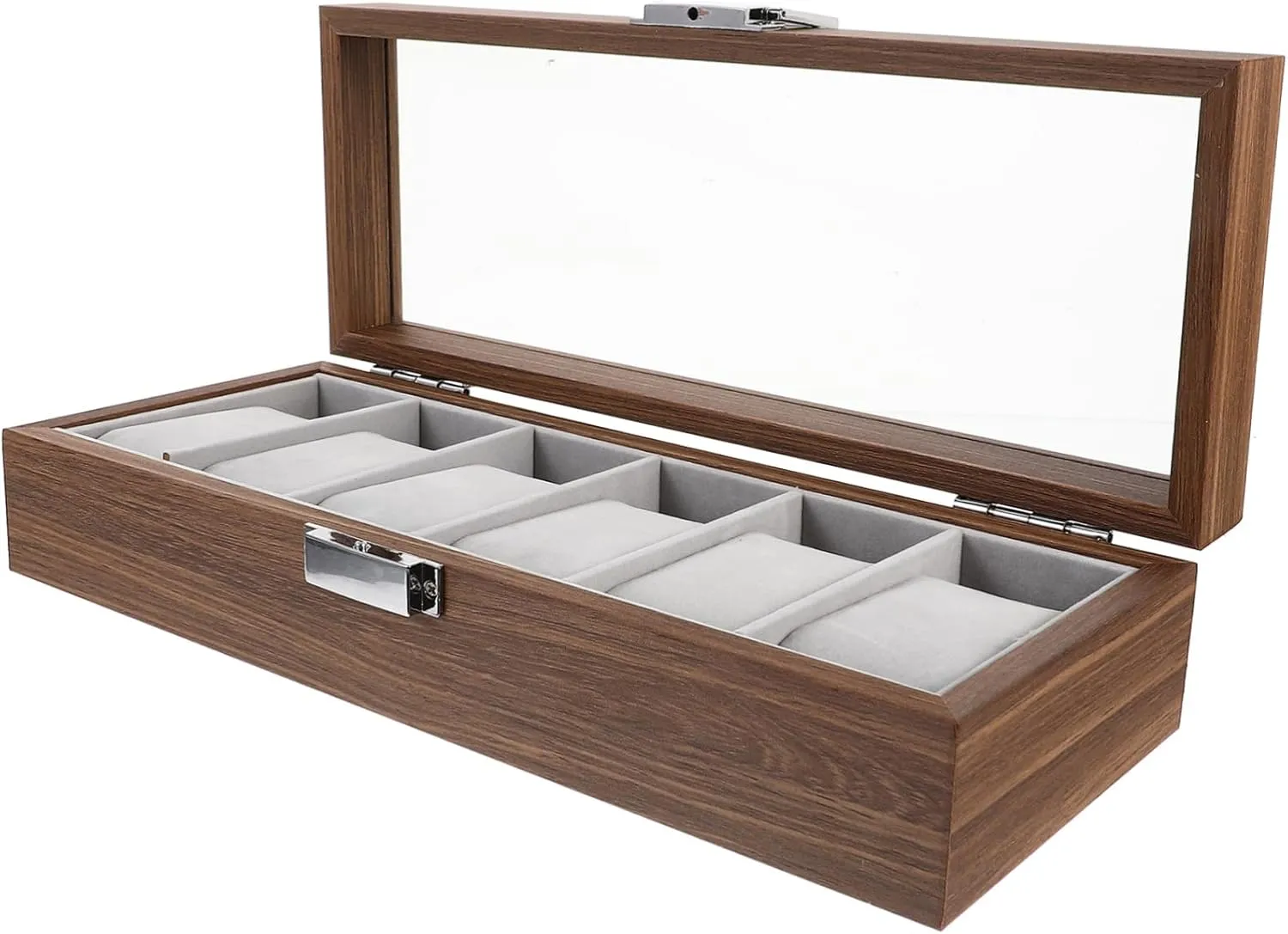 Watch Display Case for Travel Elegant rivalry fixture labyrinth jacket Watch Organizer Walnut Wood Watch Storage Box 6 Slots Digital 