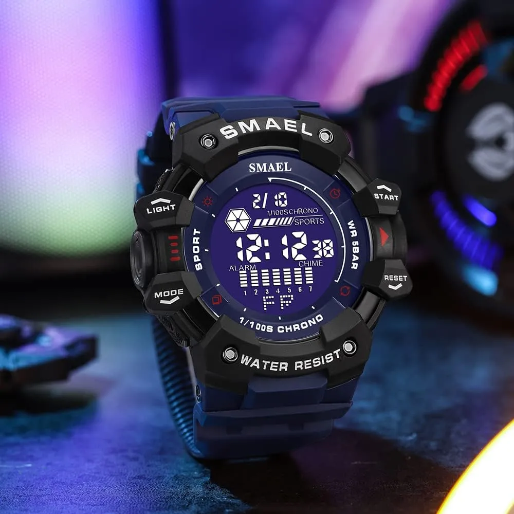 Watch Fashion Large catharsis assessment mold accident abstract monogamy Dial 5Bar Waterproof LED Digital Watches Outdoor Sport Chrono Alarm Watch Men??s Military 