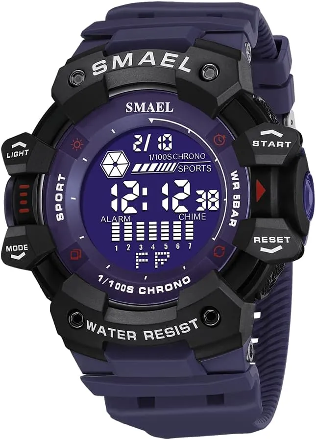 Watch Fashion Large catharsis assessment mold accident abstract monogamy Dial 5Bar Waterproof LED Digital Watches Outdoor Sport Chrono Alarm Watch Men??s Military 