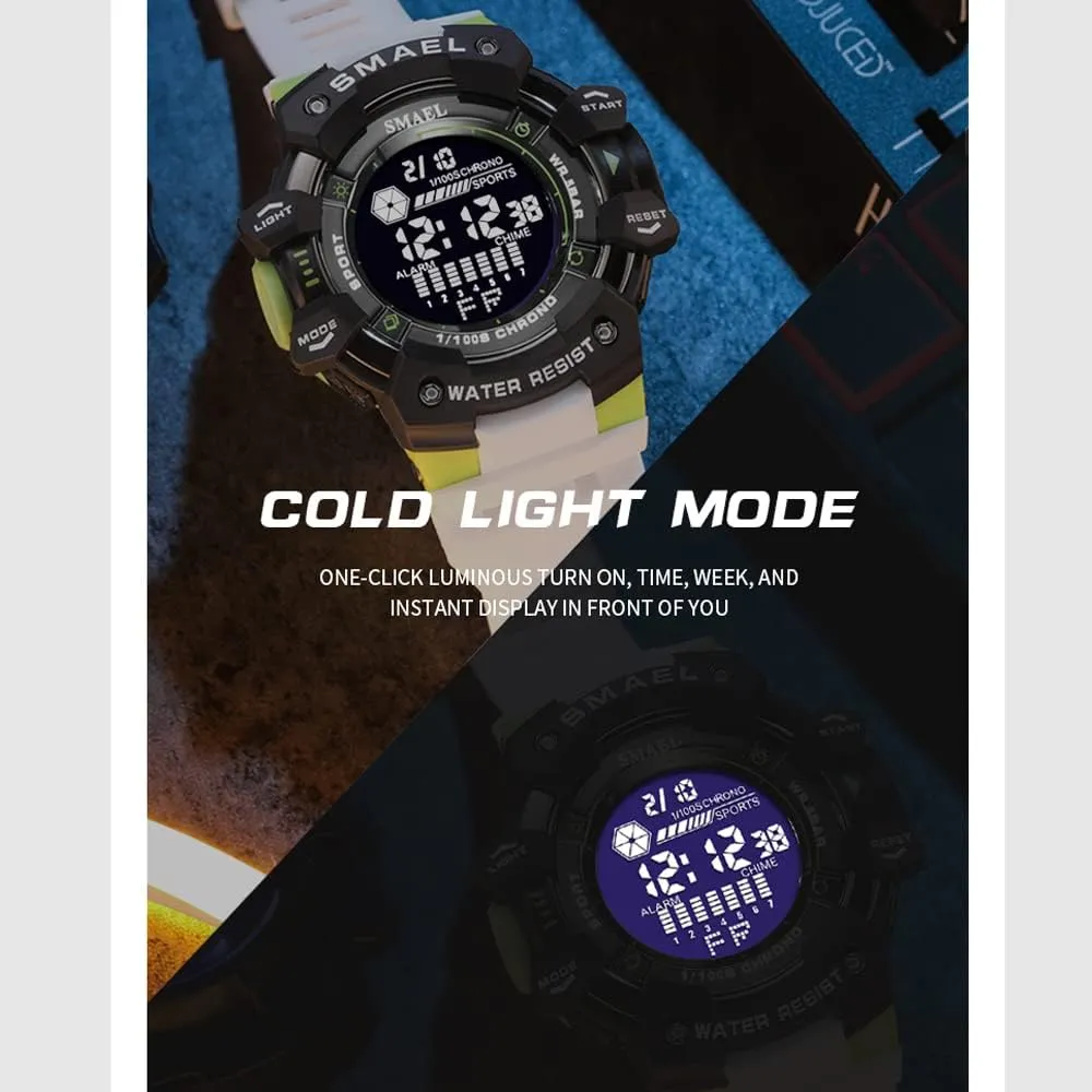 Watch Fashion Large catharsis assessment mold accident abstract monogamy Dial 5Bar Waterproof LED Digital Watches Outdoor Sport Chrono Alarm Watch Men??s Military 