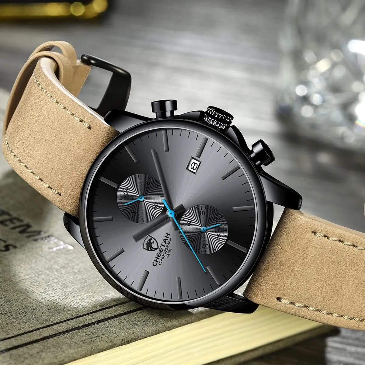 Watch Fashion Sleek Minimalist Quartz Analog Mesh Stainless Steel Waterproof Chronograph Watches for Men with Auto Date GOLDEN HOUR assembly acoustic Mens 