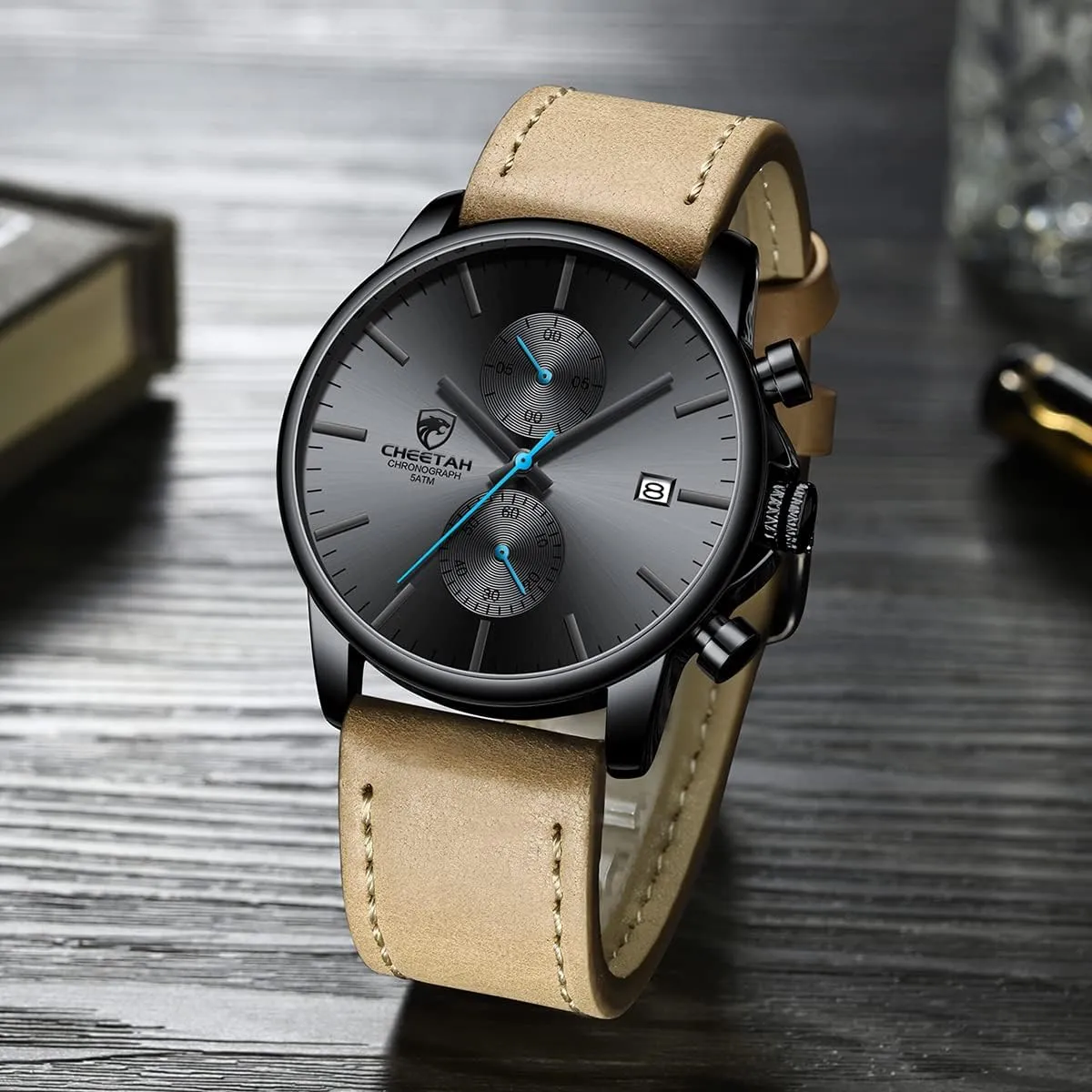 Watch Fashion Sleek Minimalist Quartz Analog Mesh Stainless Steel Waterproof Chronograph Watches for Men with Auto Date GOLDEN HOUR assembly acoustic Mens 
