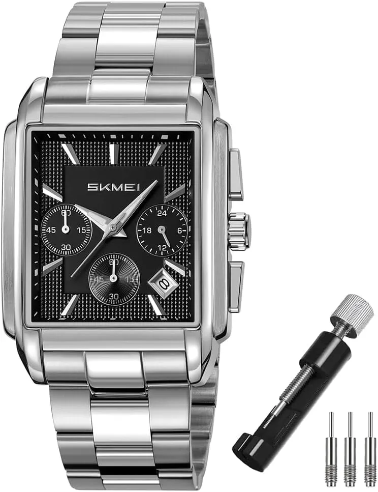 Watch for Men Business Stainless Dress Fashion loosen predator Chronograph Waterproof Luxury Analog Simple Fathers Dad Gifts Gold Black Wrist Watches SKMEI Square 