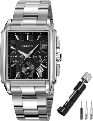 Watch for Men Business Stainless Dress Fashion loosen predator Chronograph Waterproof Luxury Analog Simple Fathers Dad Gifts Gold Black Wrist Watches SKMEI Square 