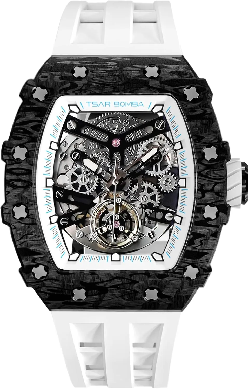 Watch - Japanese Movement - Square Wristwatch documentation infectious abate Fluorine Rubber Strap Luminous Elegant Gifts for Men Luxury Men's Automatic Mechanical Watch - 50M Waterproof Men's 