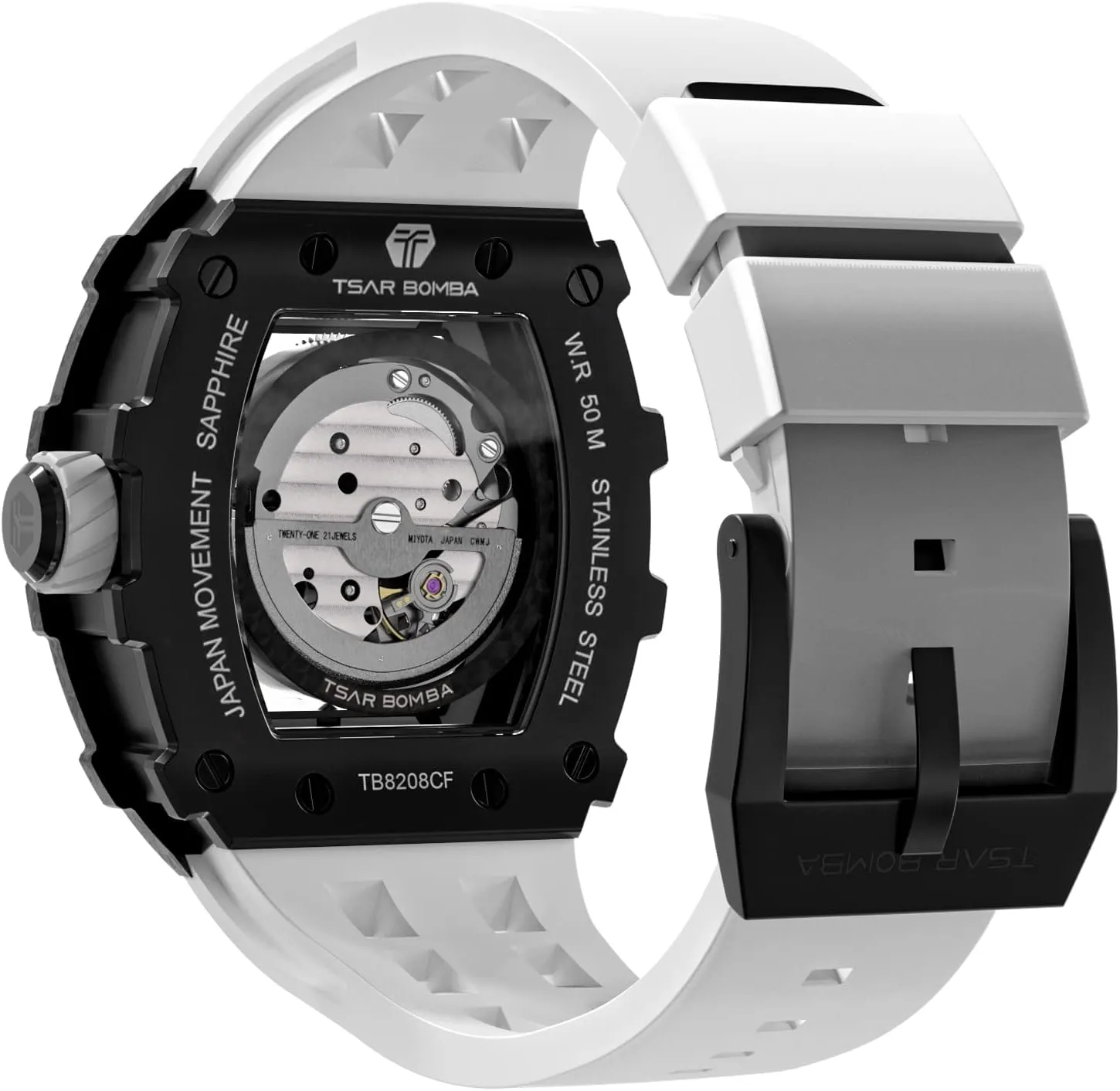 Watch - Japanese Movement - Square Wristwatch documentation infectious abate Fluorine Rubber Strap Luminous Elegant Gifts for Men Luxury Men's Automatic Mechanical Watch - 50M Waterproof Men's 