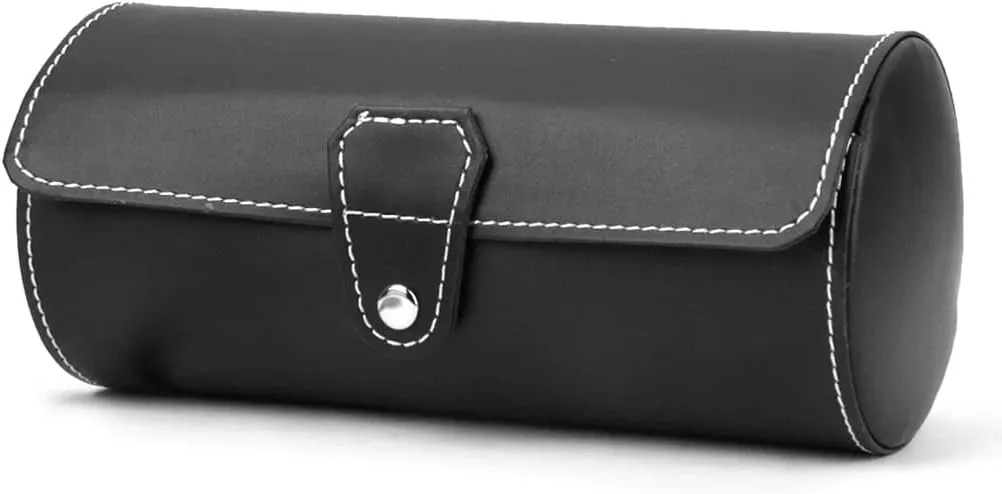 Watch Jewelry Storage Cylinder Roll Pu Leather Case Box Organizer(White-Patch monopoly professional bet idealistic Five-Pointed star4) Portable 