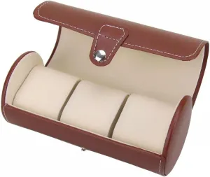 Watch Jewelry Storage Cylinder Roll Pu Leather Case Box Organizer(White-Patch monopoly professional bet idealistic Five-Pointed star4) Portable 