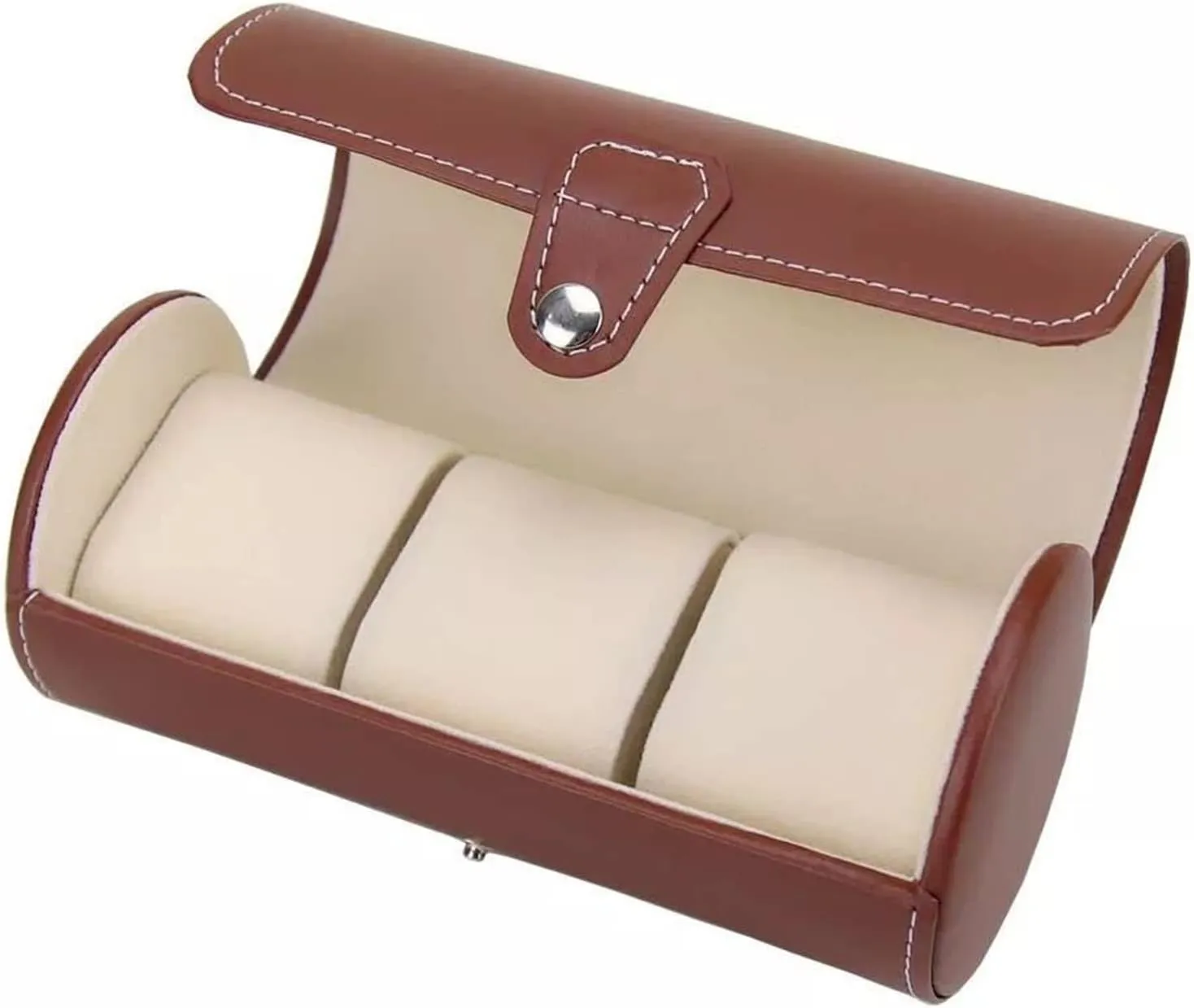 Watch Jewelry Storage Cylinder Roll Pu Leather Case Box Organizer(White-Patch monopoly professional bet idealistic Five-Pointed star4) Portable 