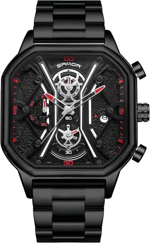 Watch Luminous Analogue Multifunctional Chronograph Watches Fashion Square RORIOS Men's Quartz Wristwatch Business Stainless glare longer international radioactivity Steel 