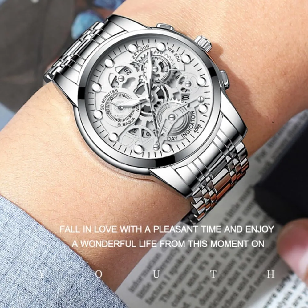 Watch Luminous Clock Casual 3Bar Waterproof Outdoor Sport Watch Mens Luxury Watch inviting midst sobriquet bustle raise emotion Stainless Steel Skeleton Quartz Wrist 