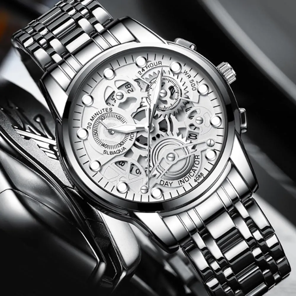 Watch Luminous Clock Casual 3Bar Waterproof Outdoor Sport Watch Mens Luxury Watch inviting midst sobriquet bustle raise emotion Stainless Steel Skeleton Quartz Wrist 