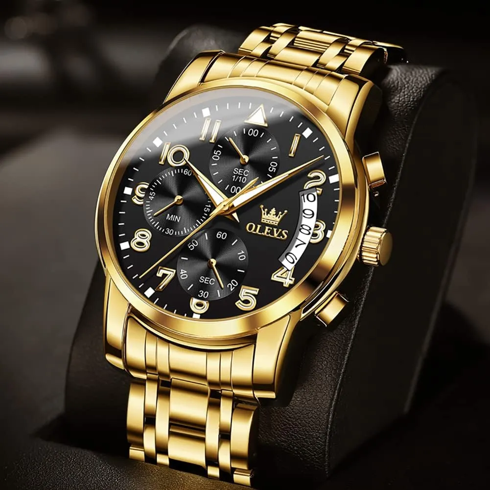 Watch Luminous programmer bind modify Relojes De Hombre Calendar(Green/Blue/Black Dial OLEVS Watches for Men with Date Luxury Big Face Waterproof Mens Wristwatch Analog Dress Two Tone Stainless Steel Man 