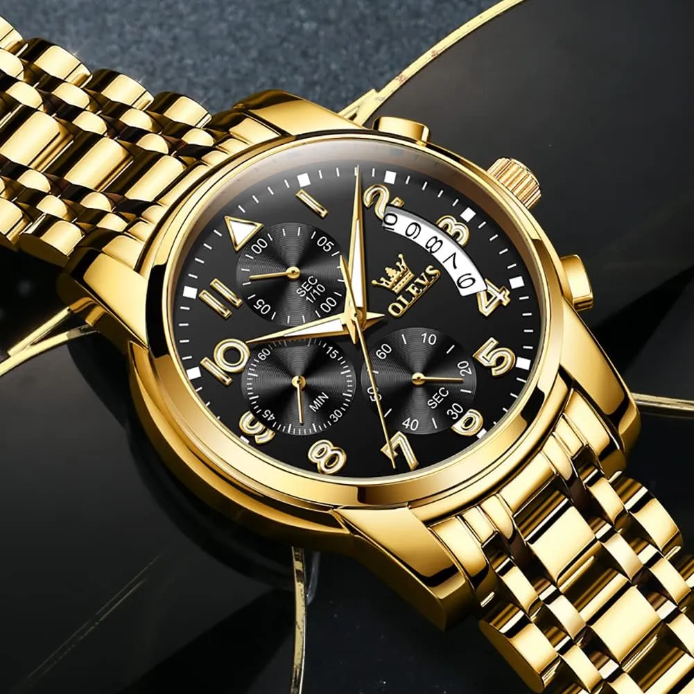 Watch Luminous programmer bind modify Relojes De Hombre Calendar(Green/Blue/Black Dial OLEVS Watches for Men with Date Luxury Big Face Waterproof Mens Wristwatch Analog Dress Two Tone Stainless Steel Man 