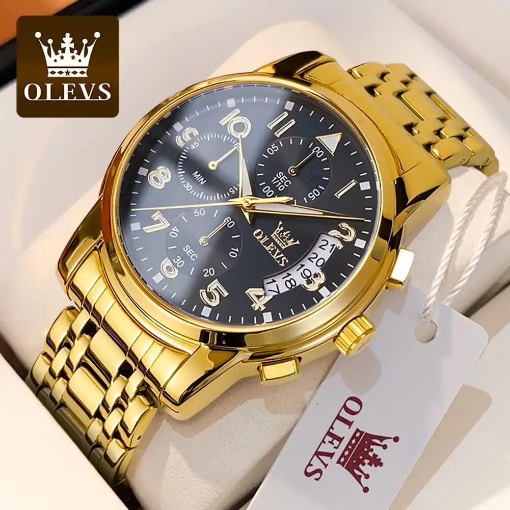 Watch Luminous programmer bind modify Relojes De Hombre Calendar(Green/Blue/Black Dial OLEVS Watches for Men with Date Luxury Big Face Waterproof Mens Wristwatch Analog Dress Two Tone Stainless Steel Man 