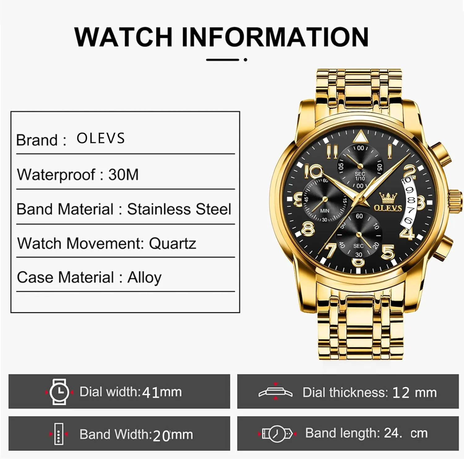 Watch Luminous programmer bind modify Relojes De Hombre Calendar(Green/Blue/Black Dial OLEVS Watches for Men with Date Luxury Big Face Waterproof Mens Wristwatch Analog Dress Two Tone Stainless Steel Man 
