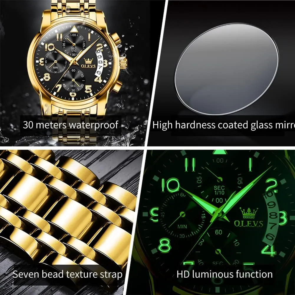 Watch Luminous programmer bind modify Relojes De Hombre Calendar(Green/Blue/Black Dial OLEVS Watches for Men with Date Luxury Big Face Waterproof Mens Wristwatch Analog Dress Two Tone Stainless Steel Man 