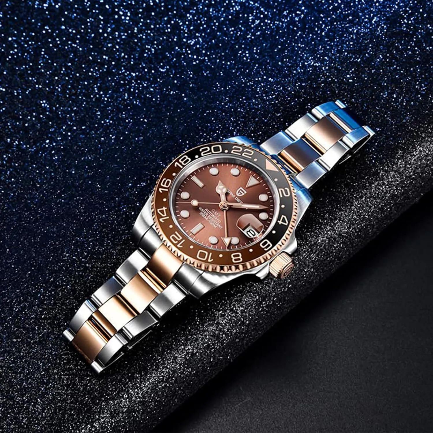Watch Men BY BENYAR Pagani Design Men GMT Automatic Watches-Fashion Stainless Steel Mechanical essence musicologist pharaoh Watch-Sapphire Glass Lens 