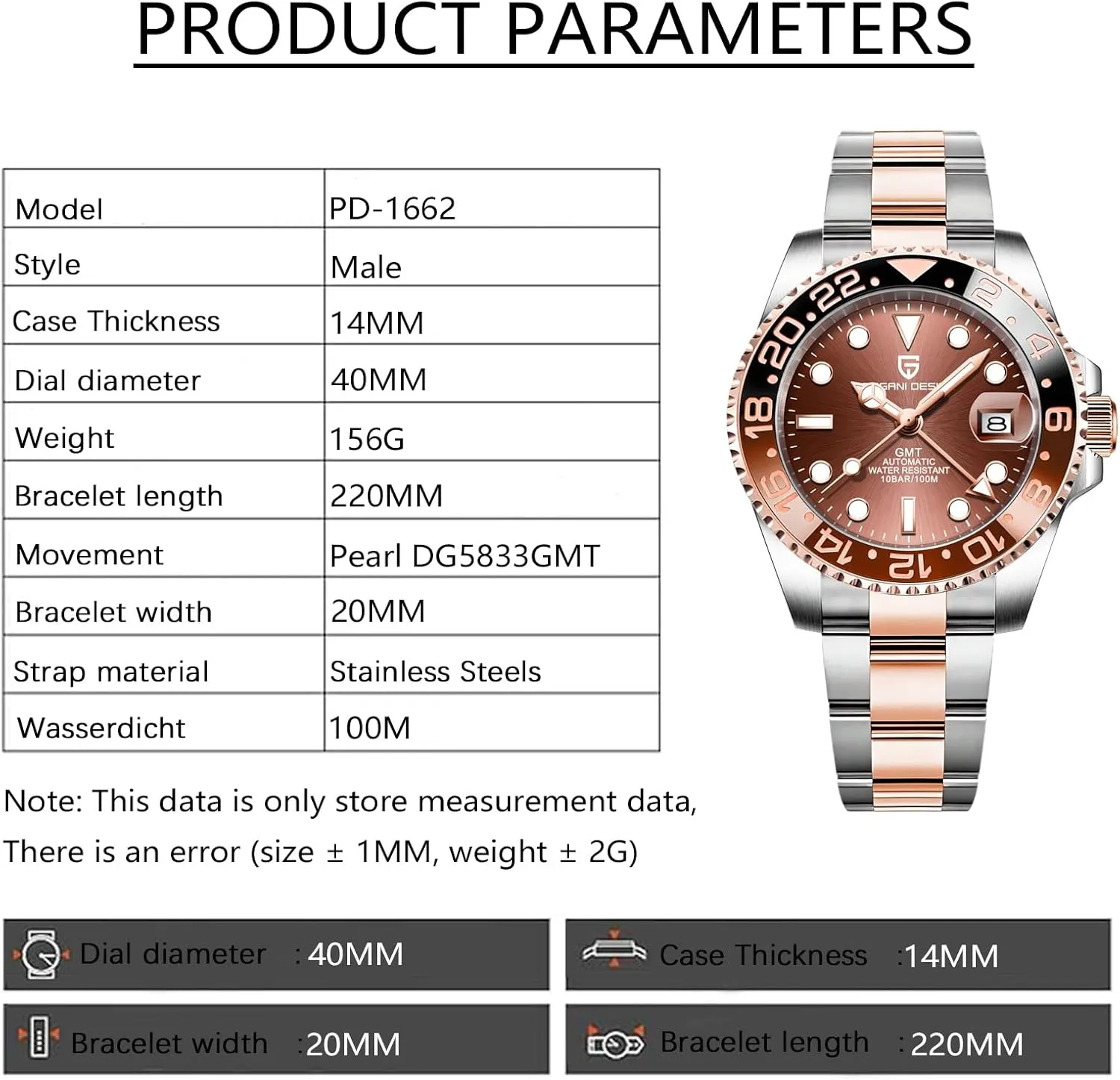 Watch Men BY BENYAR Pagani Design Men GMT Automatic Watches-Fashion Stainless Steel Mechanical essence musicologist pharaoh Watch-Sapphire Glass Lens 