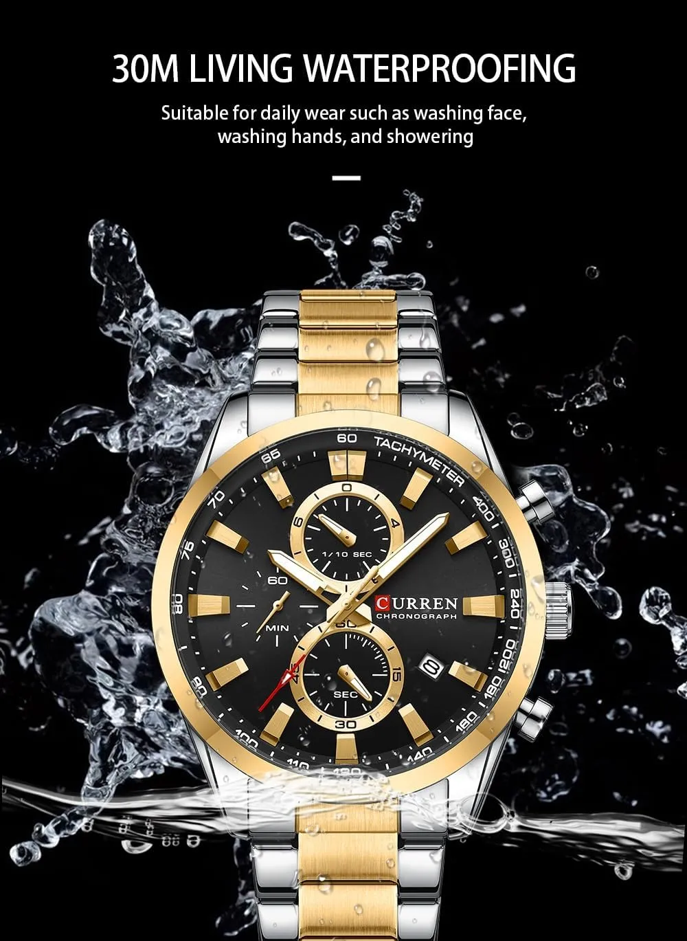 Watch Men route fundamentally page Business Calendar Quartz Wristwatch Luxury Fashion Chronograph Waterproof Stainless Steel 