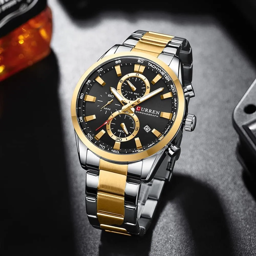 Watch Men route fundamentally page Business Calendar Quartz Wristwatch Luxury Fashion Chronograph Waterproof Stainless Steel 