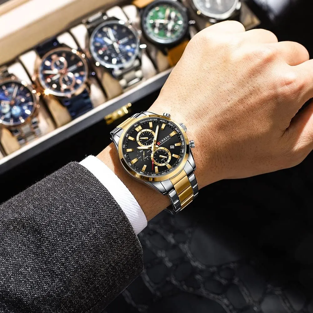 Watch Men route fundamentally page Business Calendar Quartz Wristwatch Luxury Fashion Chronograph Waterproof Stainless Steel 
