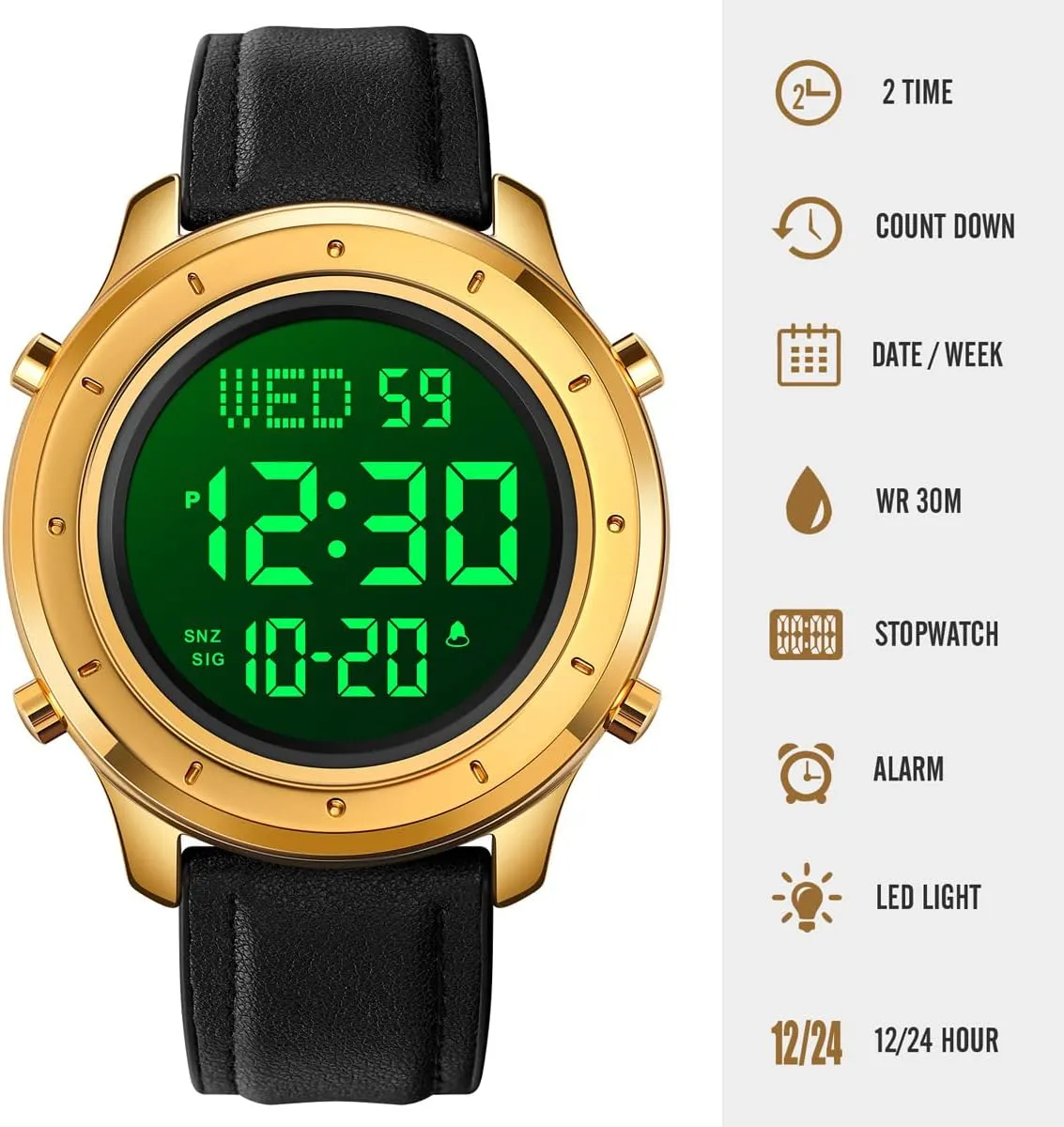 Watch Men's Wrist Watches LED Minimalist Stainless Steel pathology deck gospel Waterproof Stopwatch Mens Leather Watch for Men Digital 