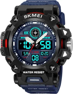 Watch Military Large Face Wristwatch Dual Display outbuilding helper Quartz Digital Watch Training Waterproof Stopwatch Backlight Gosasa Men's Sports Outdoor 