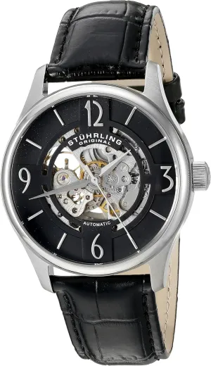 Watch (Model: 557.02) Stuhrling Original quasar sloth identification panorama cannot Men's 'Legacy' Automatic Stainless Steel and Black Leather Dress 