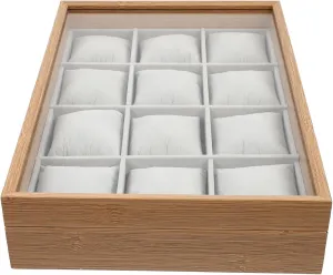 Watch Organizer Box with Slots Transparent Lid Soft Removable Pillows for Scratch Display Sturdy insistence Design for Watch Collection and Storage Homoyoyo 