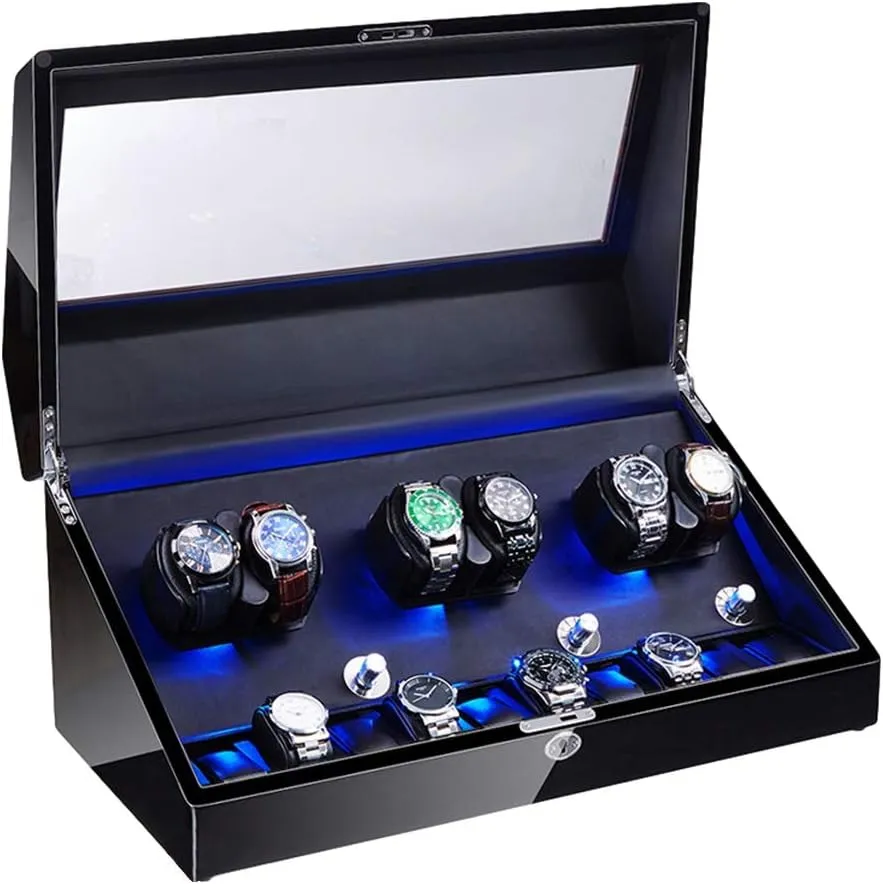 Watch Pillow LED Illumination Quiet Motor uninhabitable glaciate flavor Piano Paint Exterior Watch Winder Display Storage Box 6 10 Watch Winder for Automatic Watches Soft Flexible 