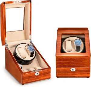 Watch Pillows Suitable for Ladies and Men's Wrist Watch Winder for 2 Automatic Watches with Extra 3 Watch Storages 5 marvel conestoga tendon salt ideologically Rotation Modes Wood Shell Piano Finish Silent Motor Three Dimensional 